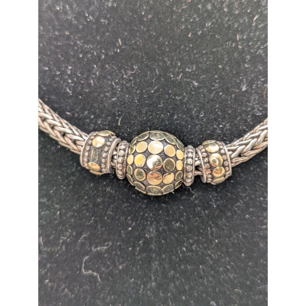 John Hardy Sterling Silver & 18kt. Gold Three Slide Dot Necklace 16" - Picture 3 of 8